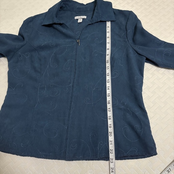 Croft & Barrow Womans Zip Front Jacket Blazer Faux Suede Blue Size Petite M - Picture 11 of 11